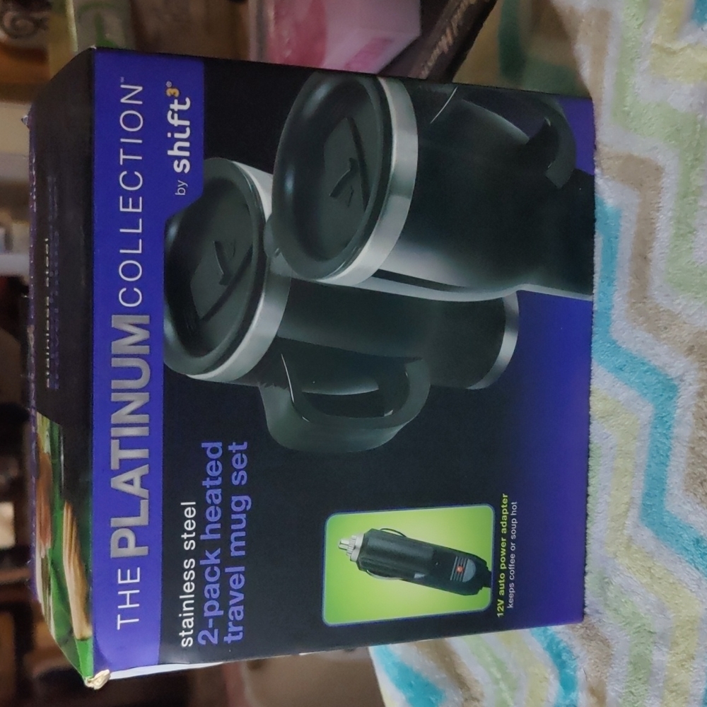🎊Shift Set Of 2 Heated Travel Mugs Stainless Steele With Auto Adapters